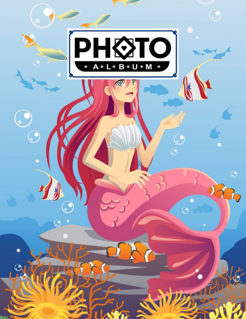 Photo Album: Mermaid Album, Large Photo Albums with Writing Space Memo, Extra Large Capacity Picture Album, Family, Baby, Wedding, Travel Photo Book, 120 Pages, Size 8.5" x 11" by Liselotte Scholz