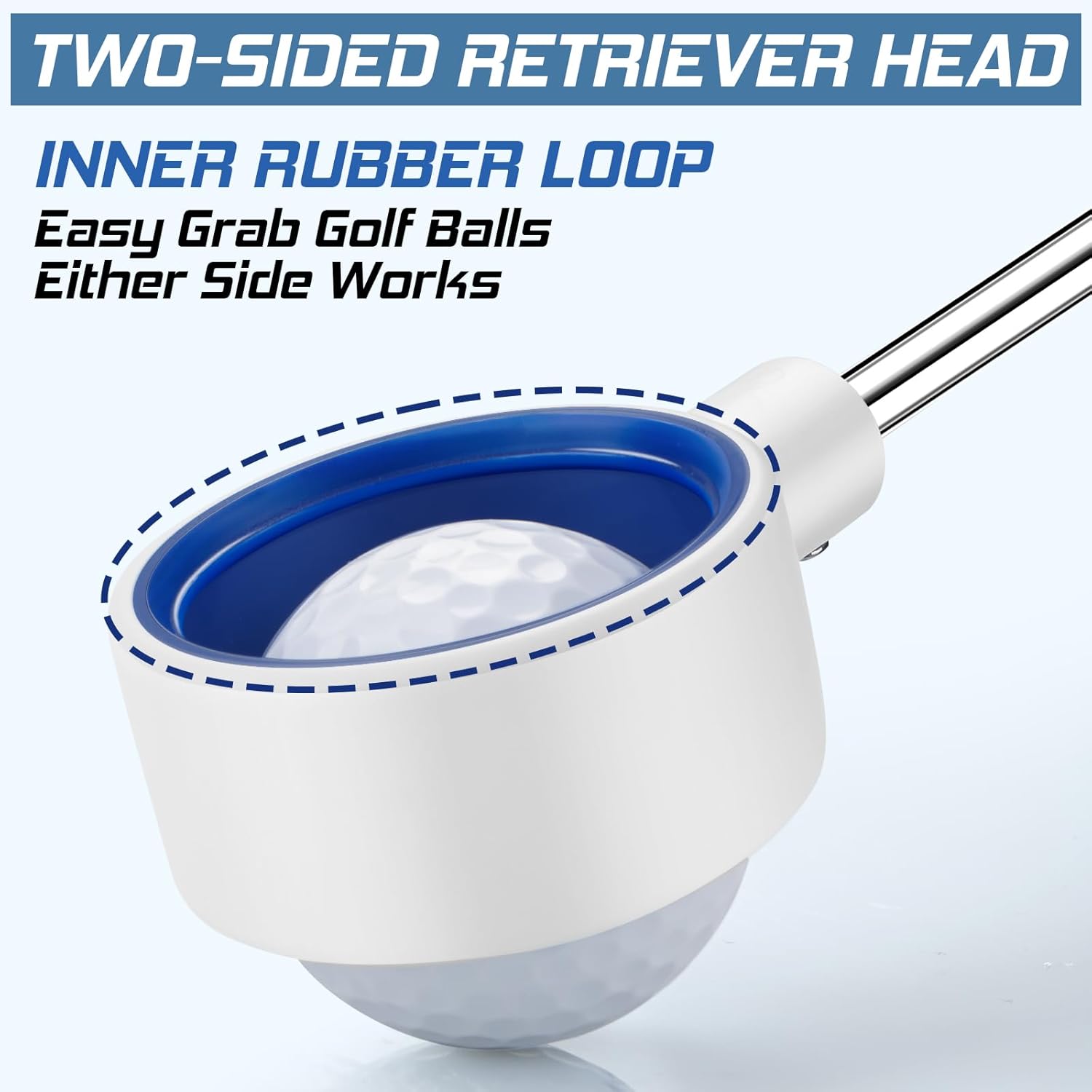 prowithlin Golf Ball Retriever Telescopic, Non-Rust Golfing Tool with a Rubber Loop to Pick up Balls in Water, Great Accessory and Gift for Men's Golfers (Blue, 12ft)