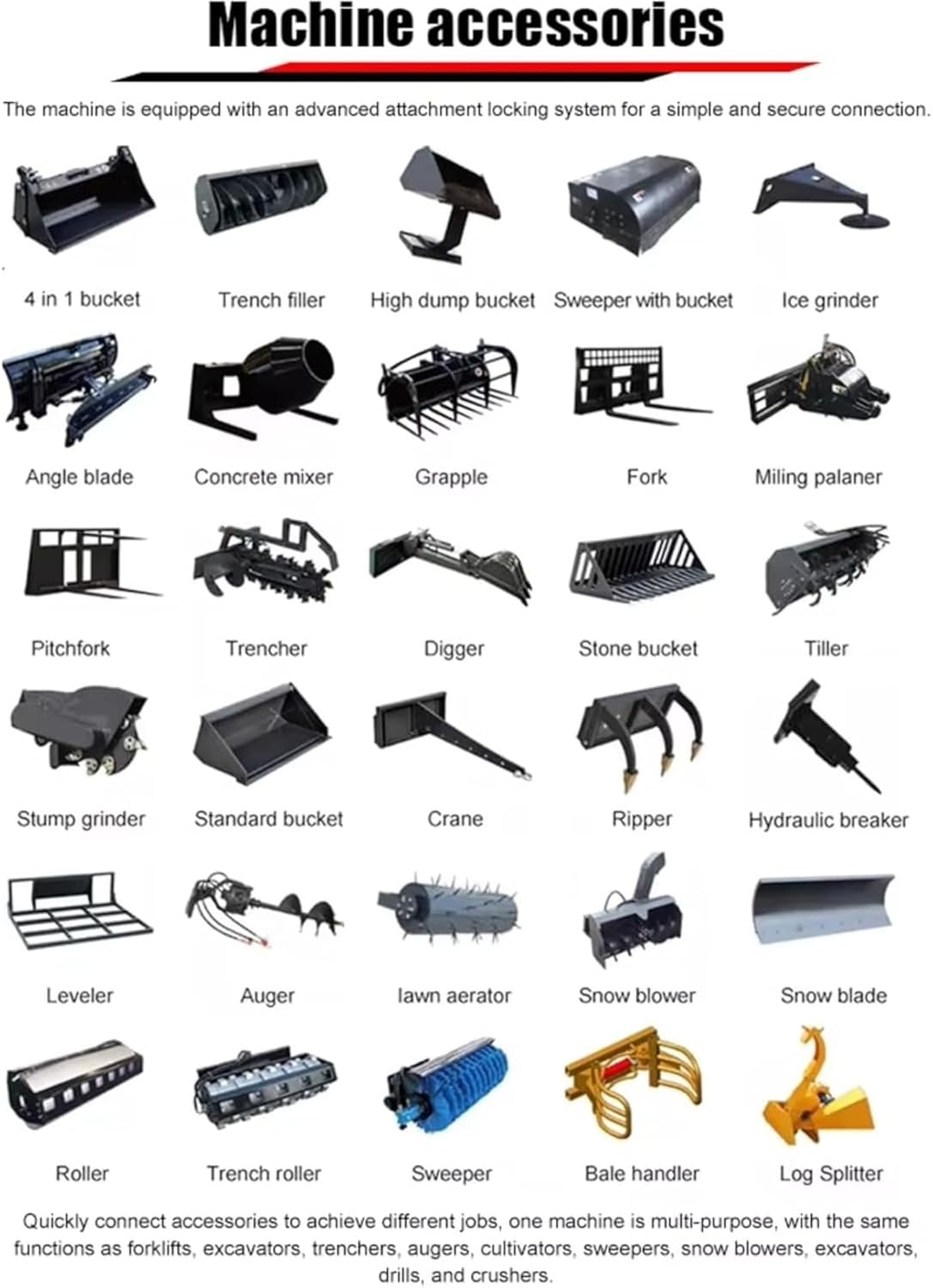 Quiet Tracked Mini Skid Steer Loader Compact Crawler Loader with Noise-Reduction Design & LED Work Lights for Urban Night Construction, Residential Renovation, and Dark Area Tasks