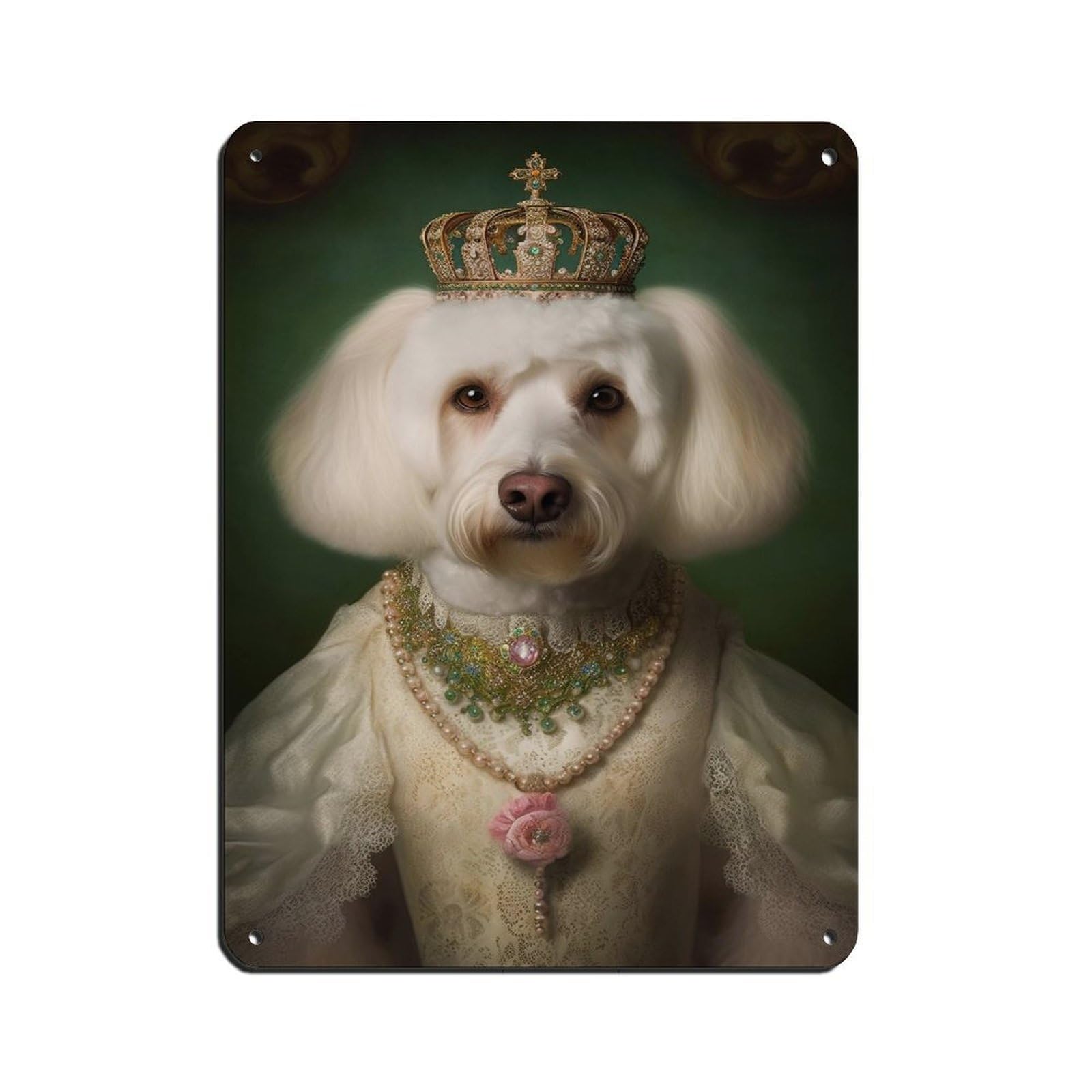 Victorian Dog Queen Painting Poster Tin Sign Vintage Metal Pub Club Cafe Bar Home Wall Art Decoration Poster Retro 12x16inch(30x40cm)