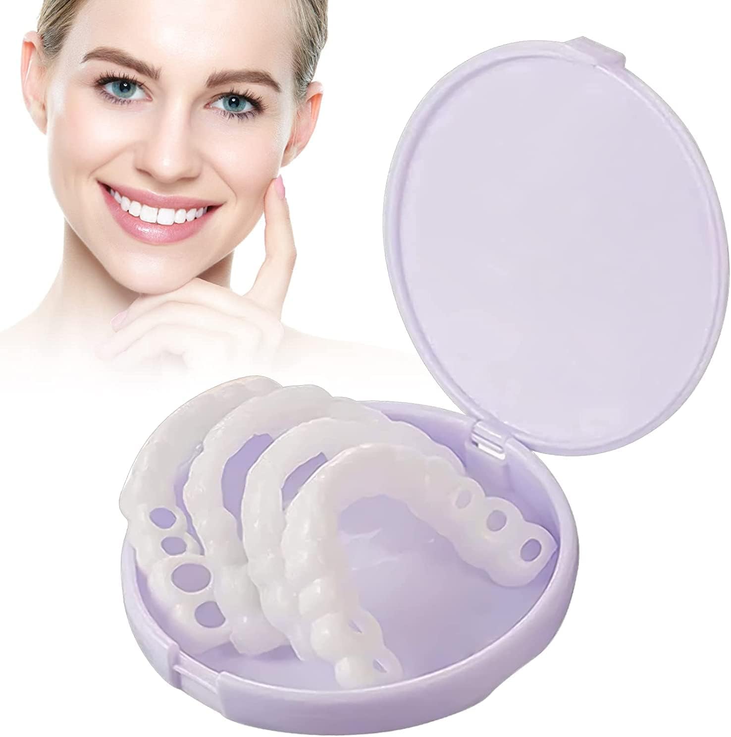 Fake Teeth Kit, 4 PCS Dentures Teeth for Women and Men, Dental Veneers for Temporary Teeth Restoration, Nature and Comfortable, Protect Your Teeth and Regain Confident Smile