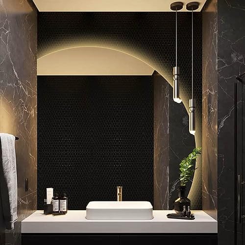 Espejo de pared para baño, sin marco, regulable, medio círculo, espejo de baño para pared, espejo de tocador inteligente antivaho con interruptor