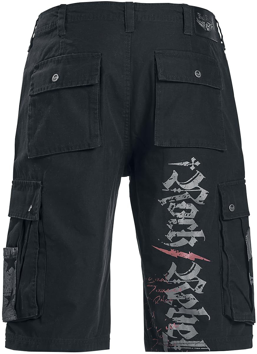 Rock Rebel by EMP Herren Schwarze Shorts mit rockigem Print