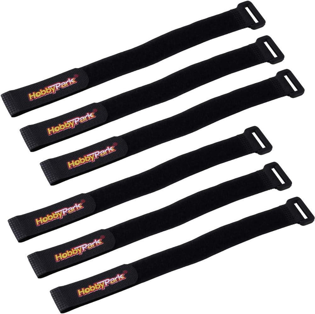 HobbyPark 20x300mm RC Battery Straps Cable Straps Reusable Fastening Staps Securing Straps Hook Loop Cinch Cable Ties Down Wraps Adjustable Cinch Straps (6PCS)