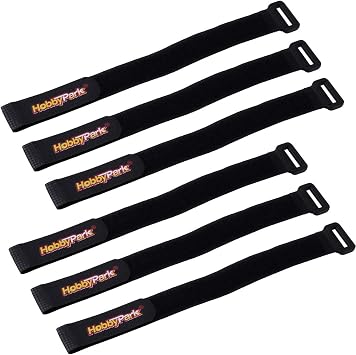 HobbyPark 20x300mm RC Battery Straps Cable Straps Reusable Fastening Staps Securing Straps Hook Loop Cinch Cable Ties Down Wraps Adjustable Cinch Straps 6PCS