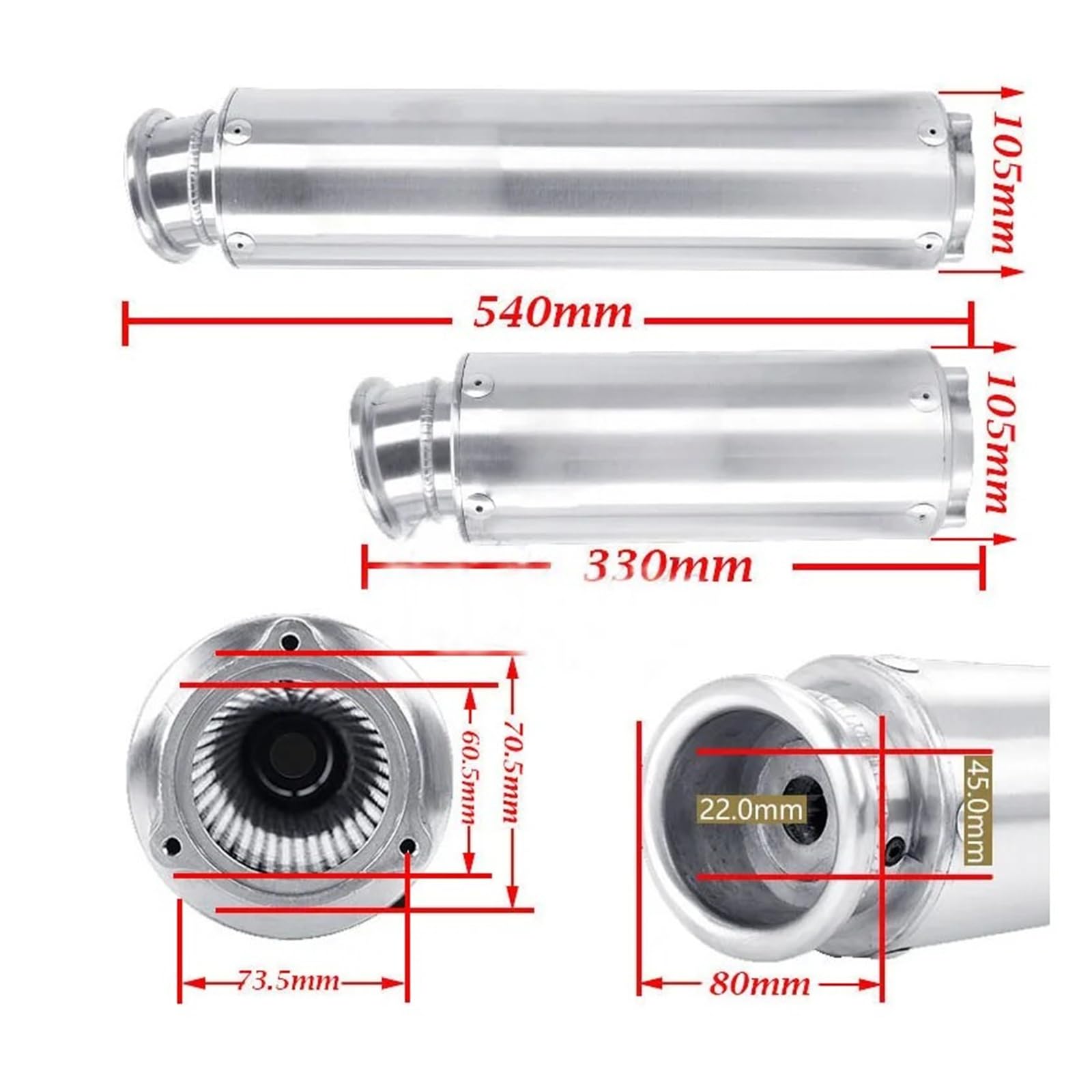 Amazon.co.jp: ストレート 105MM ユニバーサル オートバイ 大型バイク