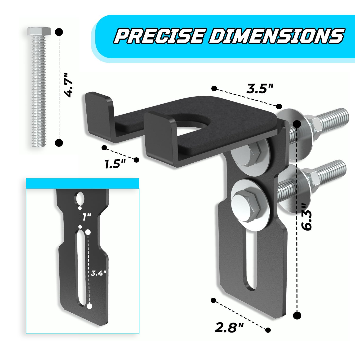J Bryant Support d'haltères universel monté en rack, compatible avec les racks d'alimentation de 2 x 2, 2 x 3, 3 x 3, compatible avec trous de 16 à 25 mm (5/8 "– 1"), vis de verrouillage manuelle M14