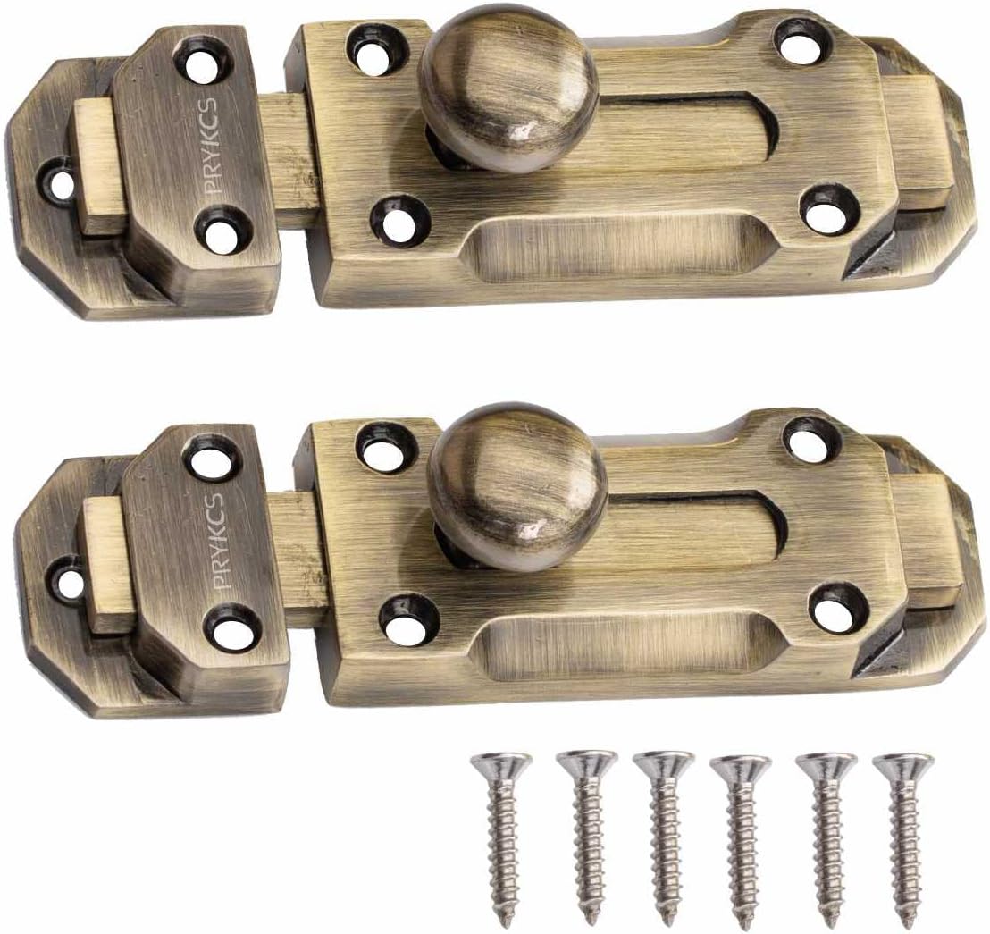 Zinc Long Latch 4 Inch Bathroom Window Latch (Antique, Pack of 2)