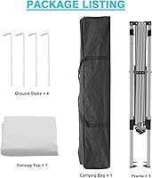 Vista 6 de Carpa con Toldo, Toldo Emergente de 10X10 Pies, Carpa Instantánea para Exteriores con Patas Inclinadas y Bolsa de Transporte, Refugio de Gazebo