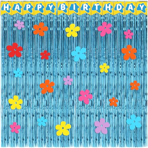 Epakh 39 Pcs Cartoon Sponge Party Decorations Sponge 25th Birthday Decorations Includes 24 Pieces Paper Cards Decor 13 Pcs Happy Birthday Banner 2 Pieces Foil Fringe Curtain Backdrop for Photo Prop