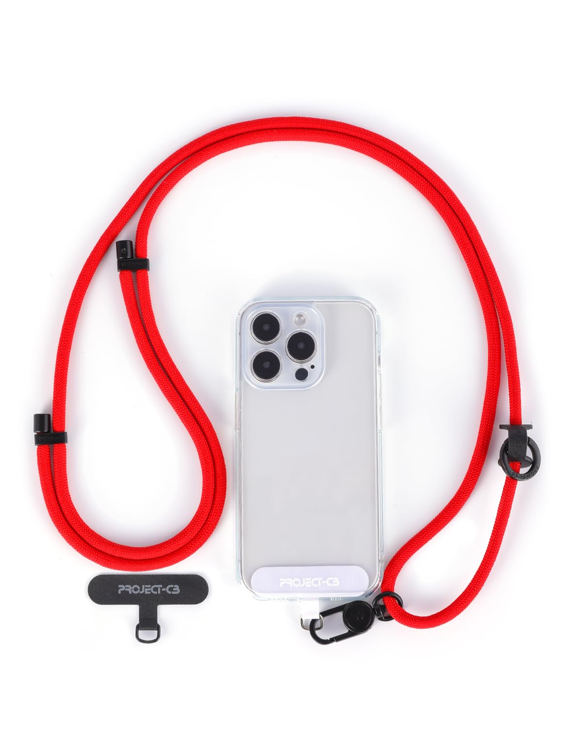 project-cb Cell Phone Lanyard 1,Tether Tab 2,Adjustable Crossbody Strap,Lanyards for Around the Neck,Rope Strap (Red-B)