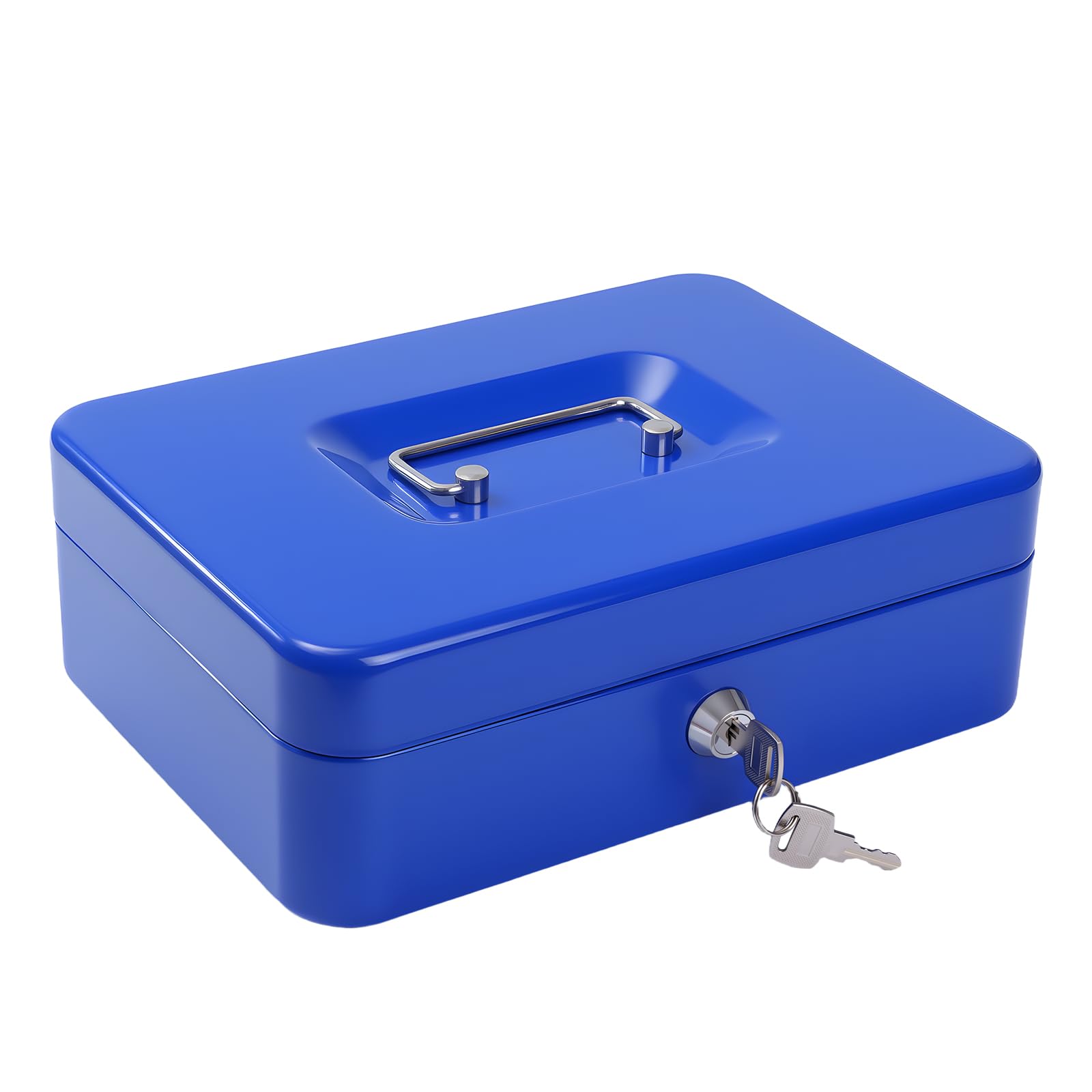 Cash Box with Key, Money Tin Box with Tray, Lockable Money Saving Box for Home, Office and Events, 25 * 18 * 9cm โ image 1