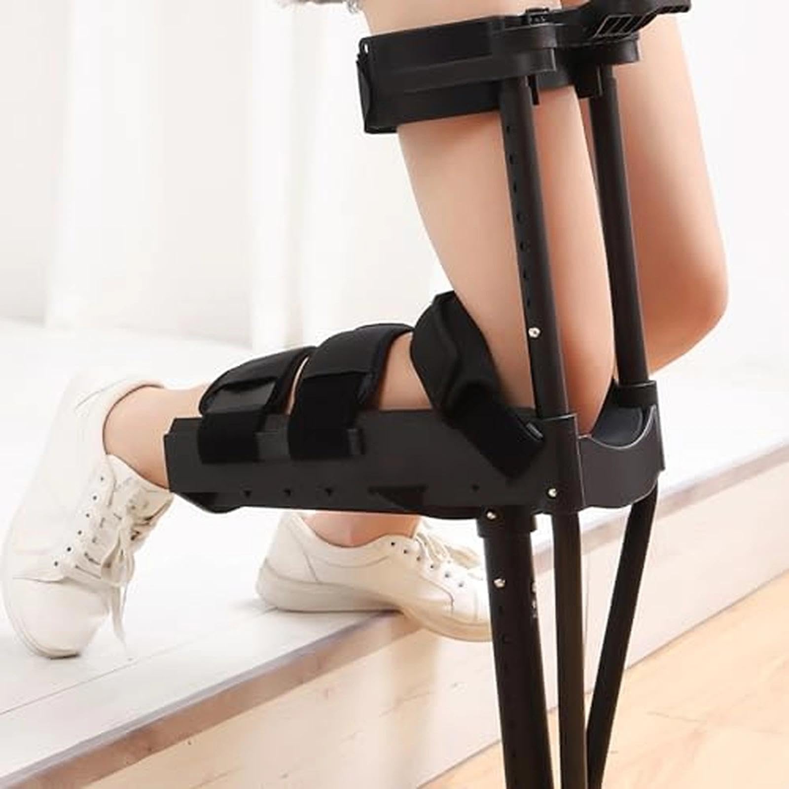 Béquille Mains Libres à Genou Marcheur Télescopique Réglable, Aide à la Mobilité Antidérapante pour Fracture Cheville Entorse Rééducation Post-Opératoire, Jambe Gauche et Droite