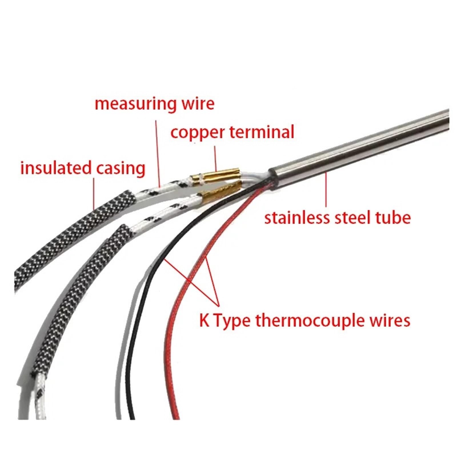 Elektrische Heizpatrone, 6 x 190/195/200/210/220 mm, Edelstahl-Formheizelement mit K-Thermoelement, 2 Stück(110V_6X220MM 410W)