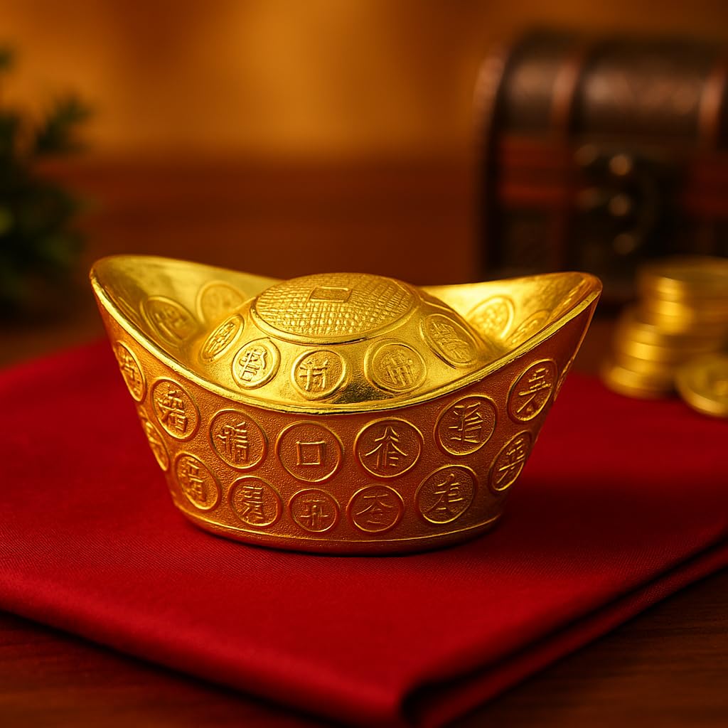 Vastu/Feng Shui Metallbarren für Reichtum, Glück, Erfolg, Glück und Wohlstand, dekoratives Vorzeigenstück, goldfarben