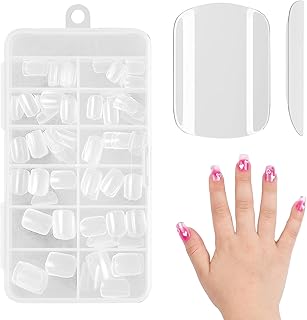 240 Stück Kinder Kurze Ovale Durchsichtige Press on Nägel Vollabdeckung Weiche Gel Nagelspitzen in 12 Größen für Mädchen Fingernageldekoration Wiederverwendbar