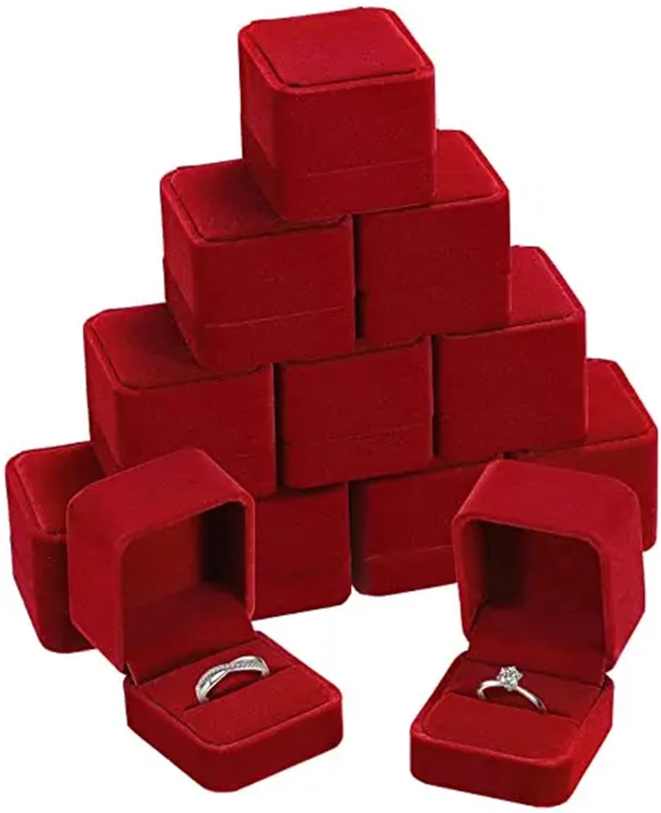 RRYPBOVG Ring Box 12Pcs Square Ring Box Engagement Wedding Jewelry Necklace Earring Storage Organizer Holder For Lover Jewellery