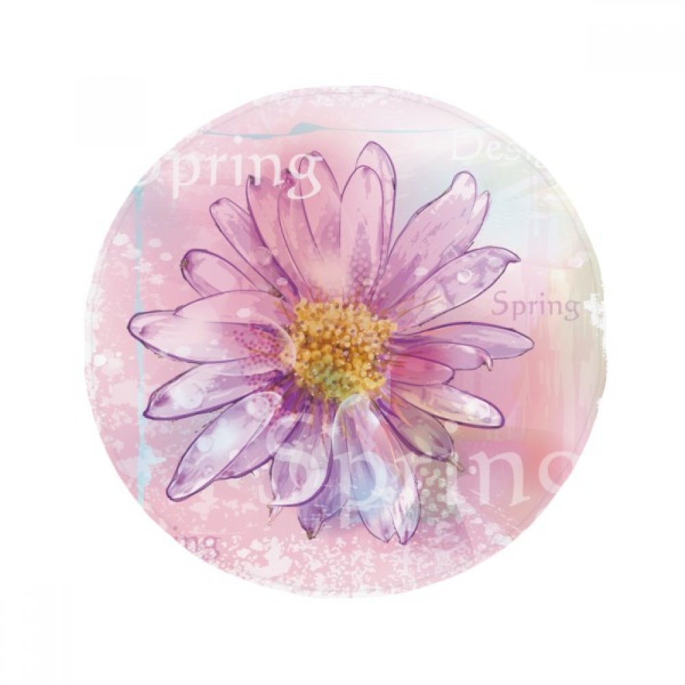 Tapis de pet rond chrysanthème rose aquarelle pour salon et cuisine 80cm
