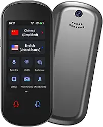 Tradutor Inteligente Portátil 138 Idiomas com Tradução Instantânea de Voz, Texto e Foto, IA Integrada, Tela Touch 3D, Bluetooth, Câmera 8MP e Bateria de Longa Duração para Viagens e Negócios