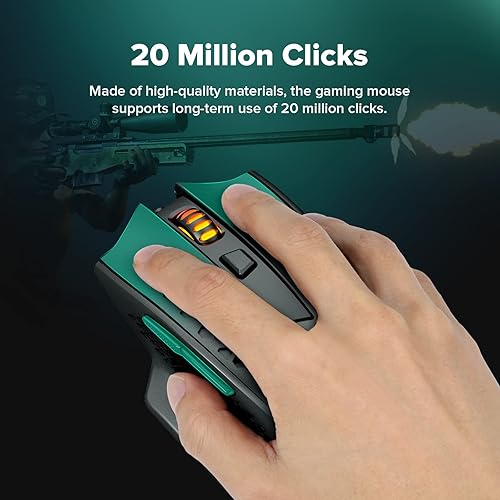 Miniatura 9 de Redragon Ratón inalámbrico para juegos, mouse ergonómico de 16000 DPI con llave de fuego rápido, 9 botones macro, capacidad de alimentación duradera