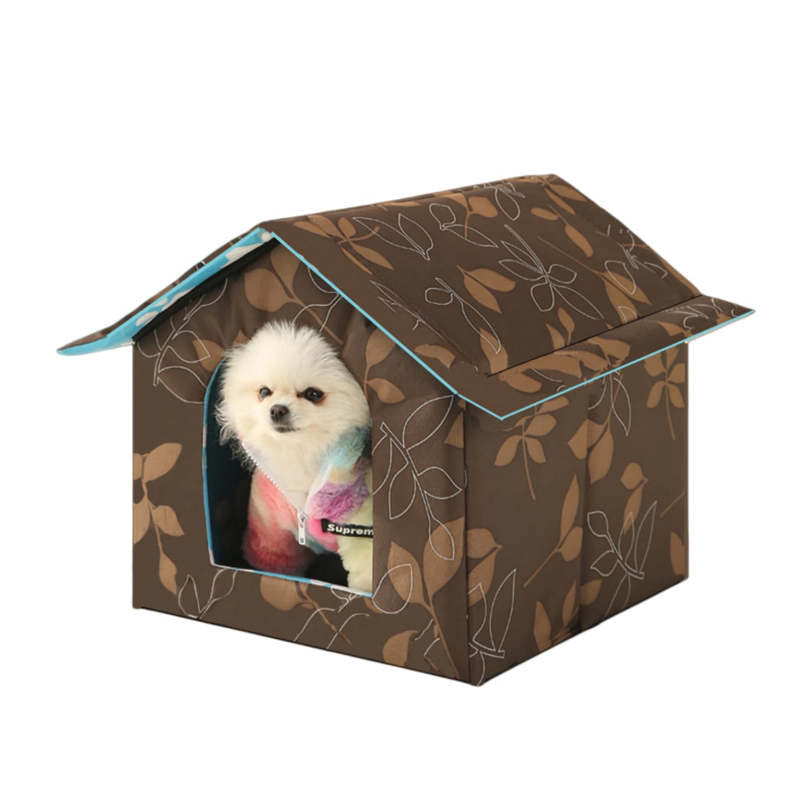 lunareo Thermo Shelter，Isoliertes Katzenhaus für den Außenbereich wasserdichtes und faltbares Winter Tierhaus aus Oxford Gewebe mit Warmer Unterlage 45x43x40CM