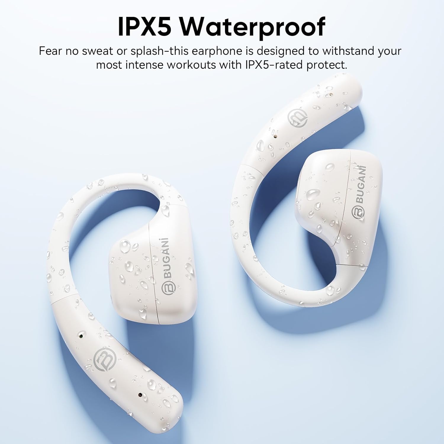 BUGANI Open Ear Wireless Bluetooth Headphones, Secure Ear Hooks, Clear Calls, Stereo Sound, IPX5 Waterproof, 24H Long Battery Life for Sports & Outdoor Activities - Image 4