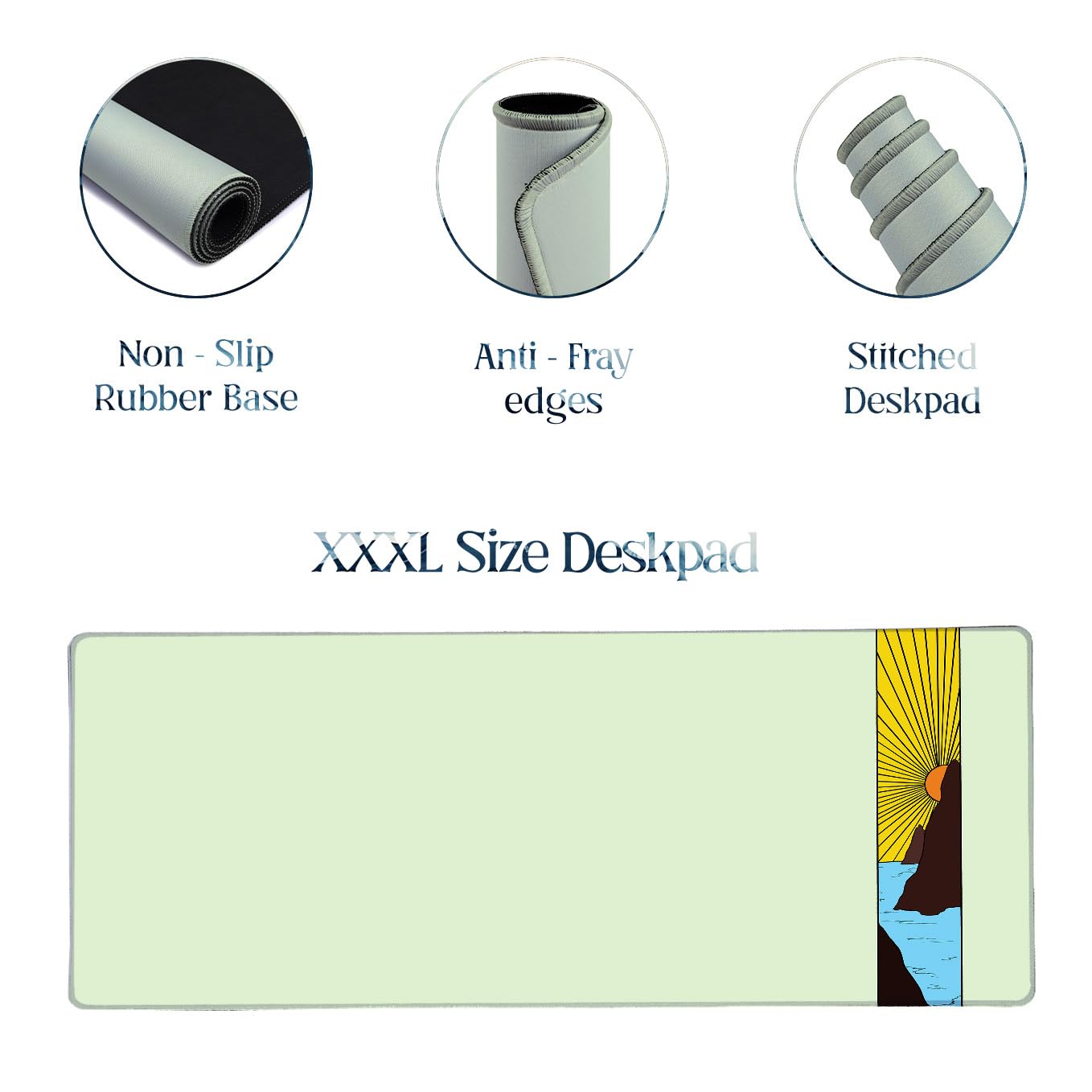 SoulAbiti Sunrise Coastline Vertical Strip Extended Desk Pad (36x14 Inch) - Wanderlust Office XXL Mouse Pad - Non-Slip Rubber Base & Stitched Edges 2