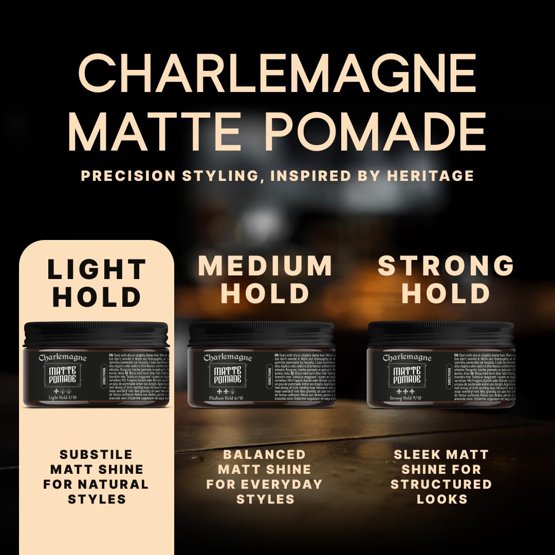 Charlemagne Matte Hair Pomade for Men, 100 ml, Light Hold, Leather Scent - Image 2
