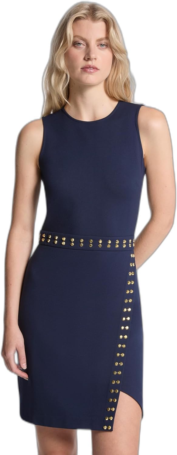 Michael Kors Womens Astor Stud Sleeveless Mini Dress