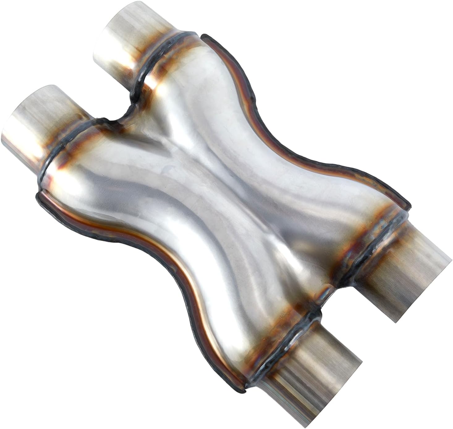 Universal Exhaust X Pipe, 3" Dual Inlet/Outlet, 12" Total Length, Stainless Steel Weld-On Exhaust Pipe Adapter/Crossover Tube, Fits Most Vehicles