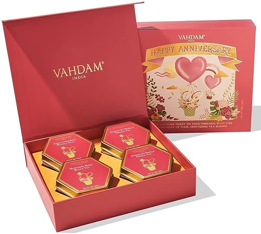 VAHDAM, Coffret Cadeau de Thé Anniversaire | Cadeau Pour Les Couples, 4...