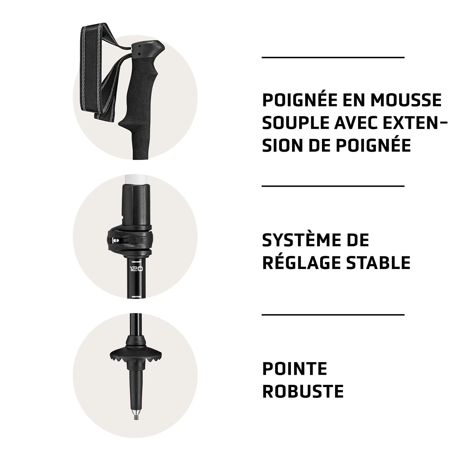 LEKI Legacy Lite Pro Bâtons de randonnée pour Homme et Femme | Bâtons de Trekking réglables en Aluminium (100-135 cm) avec Plateau de Trekking | Poignée Confortable en Mousse + Extension de poignée