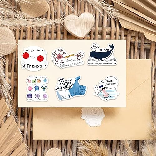 Miniatura 5 de 100 calcomanías impermeables divertidas de biología para botella de agua, laptop y cuaderno, lindas calcomanías de biología para profesores y