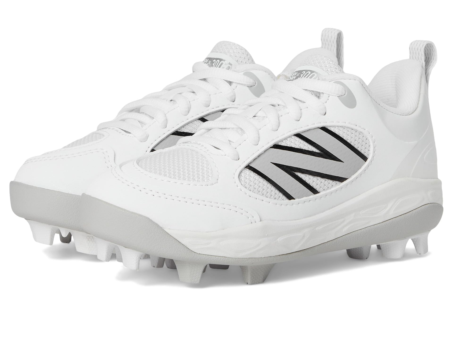 New Balance Fresh Foam 3000 V7 Rubber Molded Baseball Shoe, White/Black, 5 US Unisex Big Kid