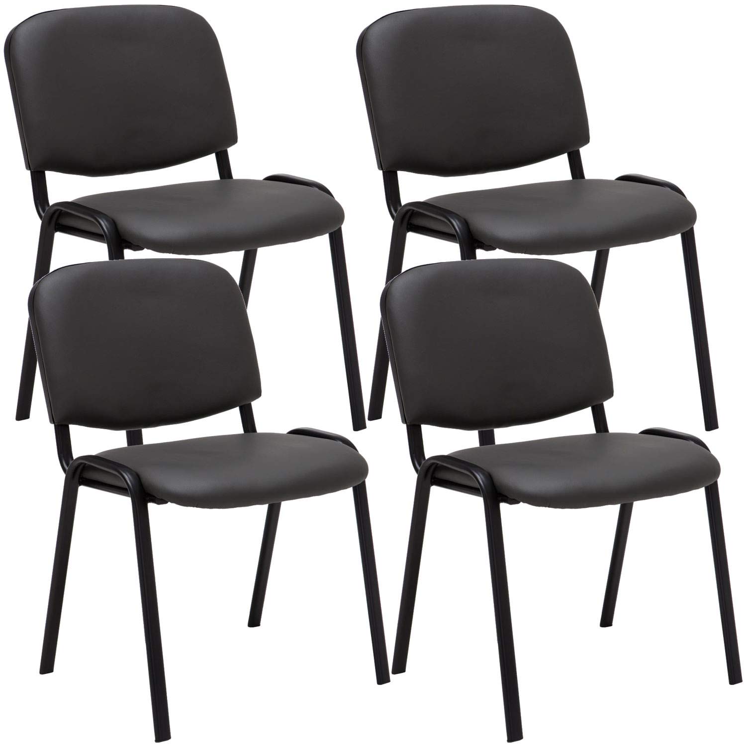 CLP Set 4 Sedie Ufficio Ken Imbottite In Similpelle I Sedie Attese Impilabili E Imbottite Carico Max 120 KG, Colore:grigio