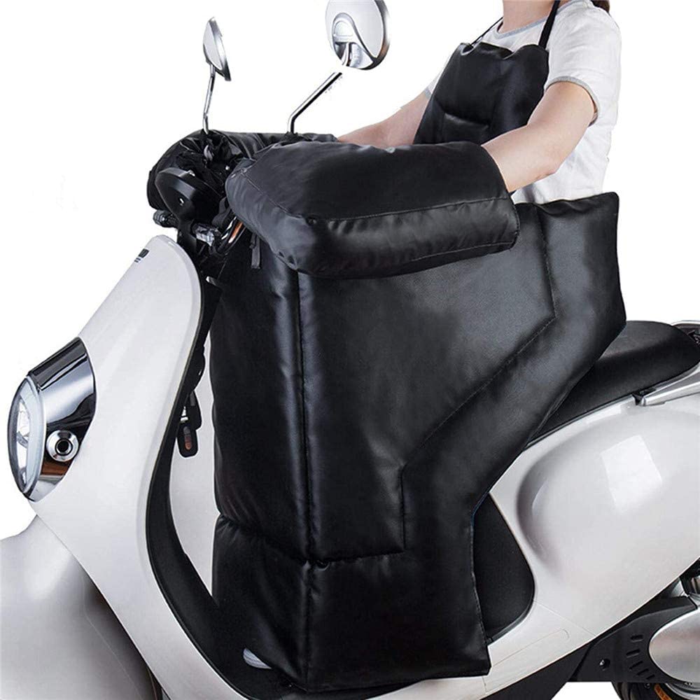 Housse De Moto Scooter Leg Cover, PU Cuir Imperméable Hiver Moto Électrique Pare-Brise Pare-Soleil, Augmenter L'épaississement Plus Velours Imperméable À La Pluie,B