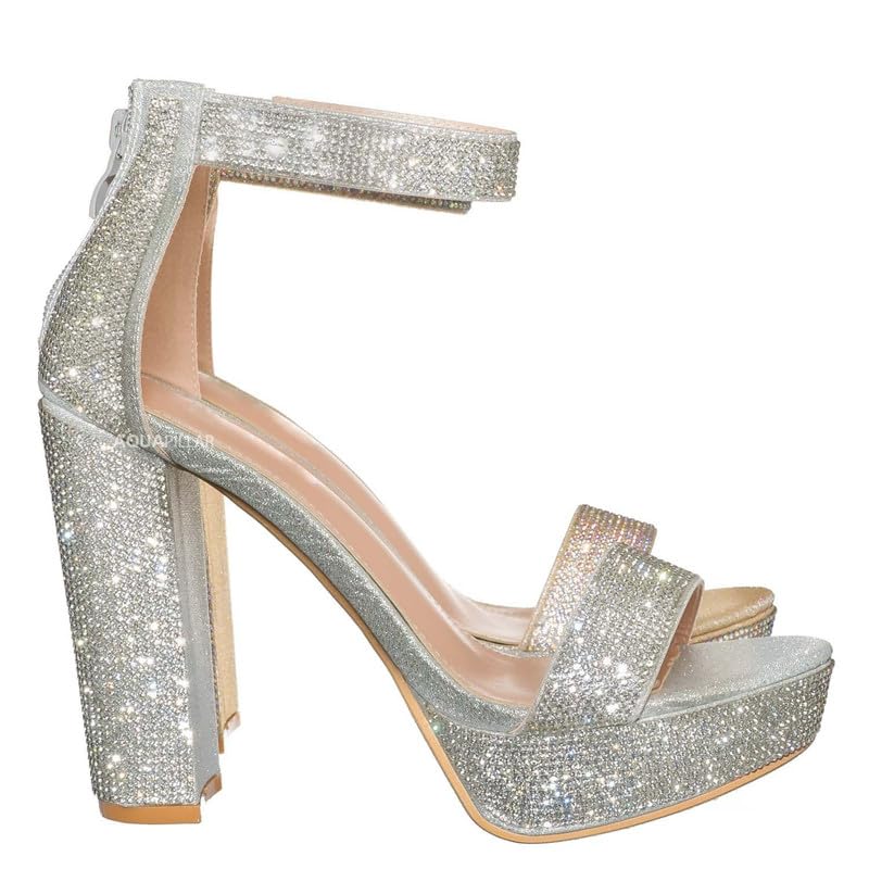 See full amazon price history chart for GLO GLAMP Womens Open Toe Ankle Strap Block Chunky High Heels Breathable Rhinestone Shoes Casual Sandals Heels (Silver, 4) GLO GLAMP Womens Open Toe Ankle Strap Block Chunky High Heels Breathable Rhinestone Shoes Casual Sandals Heels (Silver, 4) (B0CMJ4MTM9) Amazon Price History, Amazon Price Tracker