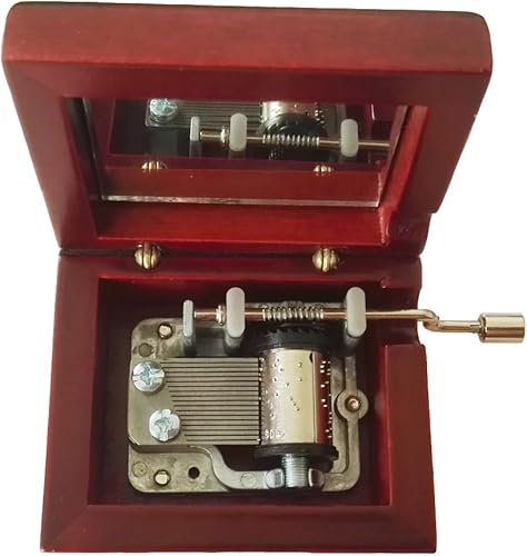 Miniatura 2 de FnLy Caja musical de madera con manivela de mano de 18 notas con movimiento plateado en caja de regalo de música de madera, caja de música de noche