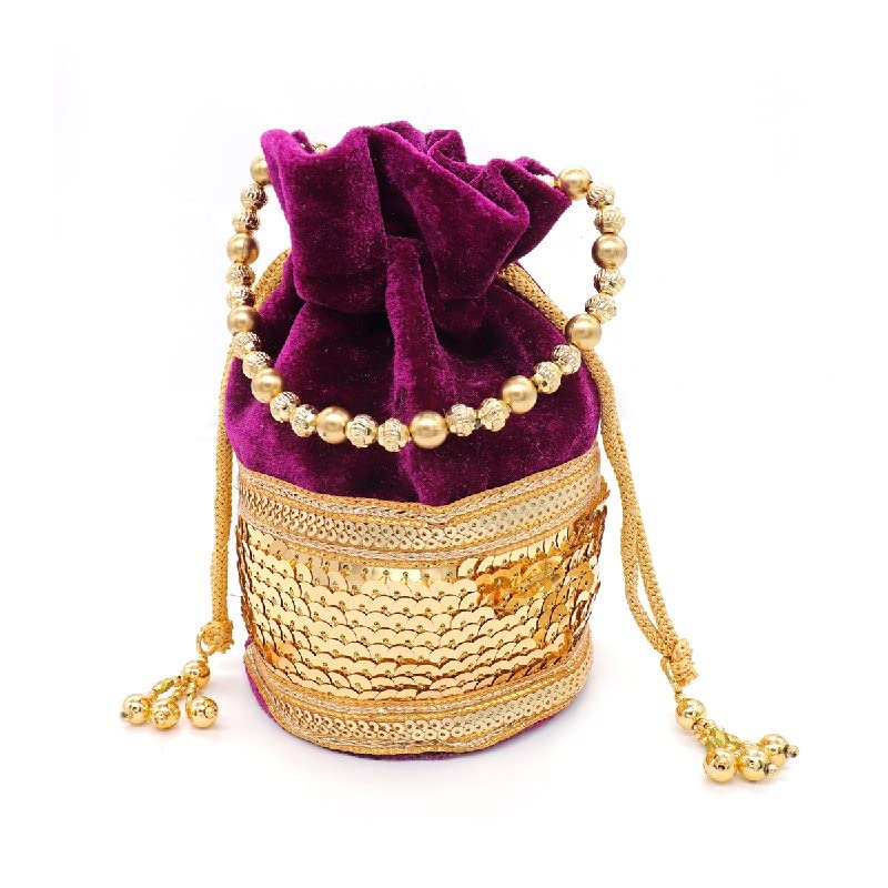 Designer Rajasthani Style Royal Velvet Potli Batwa Bag Bridal Purse Women Handbag Shagun Pouch Return Gifts (Purple) (B0CKTJZCG3) Amazon Price History, Amazon Price Tracker