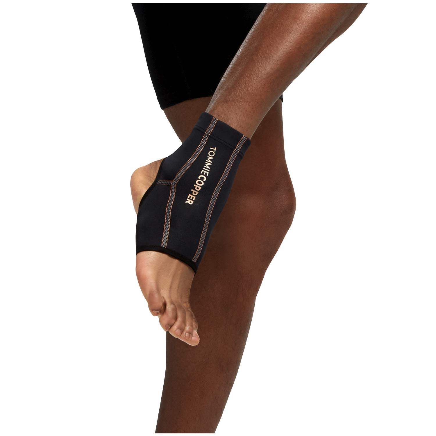 Tommie CopperPerformance Compression Ankle Sleeve, Unisex, Men & Women, Breathable Extra Support Sleeve for Joint & Muscle Support - Black, X-Large