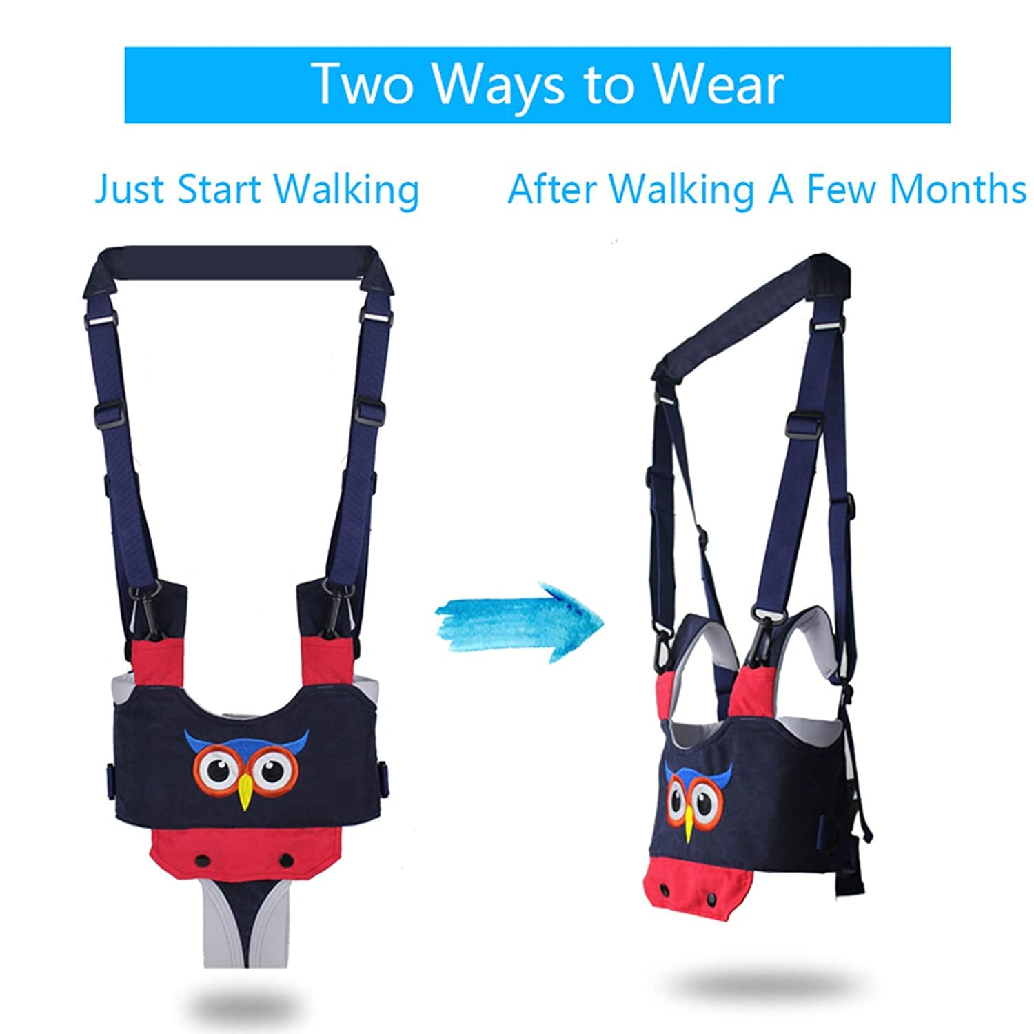 IULONEE Harnais de Marche pour Bébé - Poignée Réglable, Aide à l'Apprentissage pour Enfant en Bas Âge - Ceinture de Sécurité avec Rênes (Bleu)