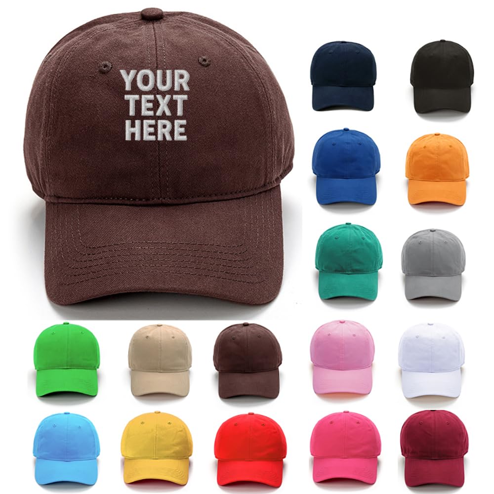 Van Der Linn Unisex Brown Personalised Embroidered Baseball Cap Hat Cotton Mens Ladies (Cotton, )