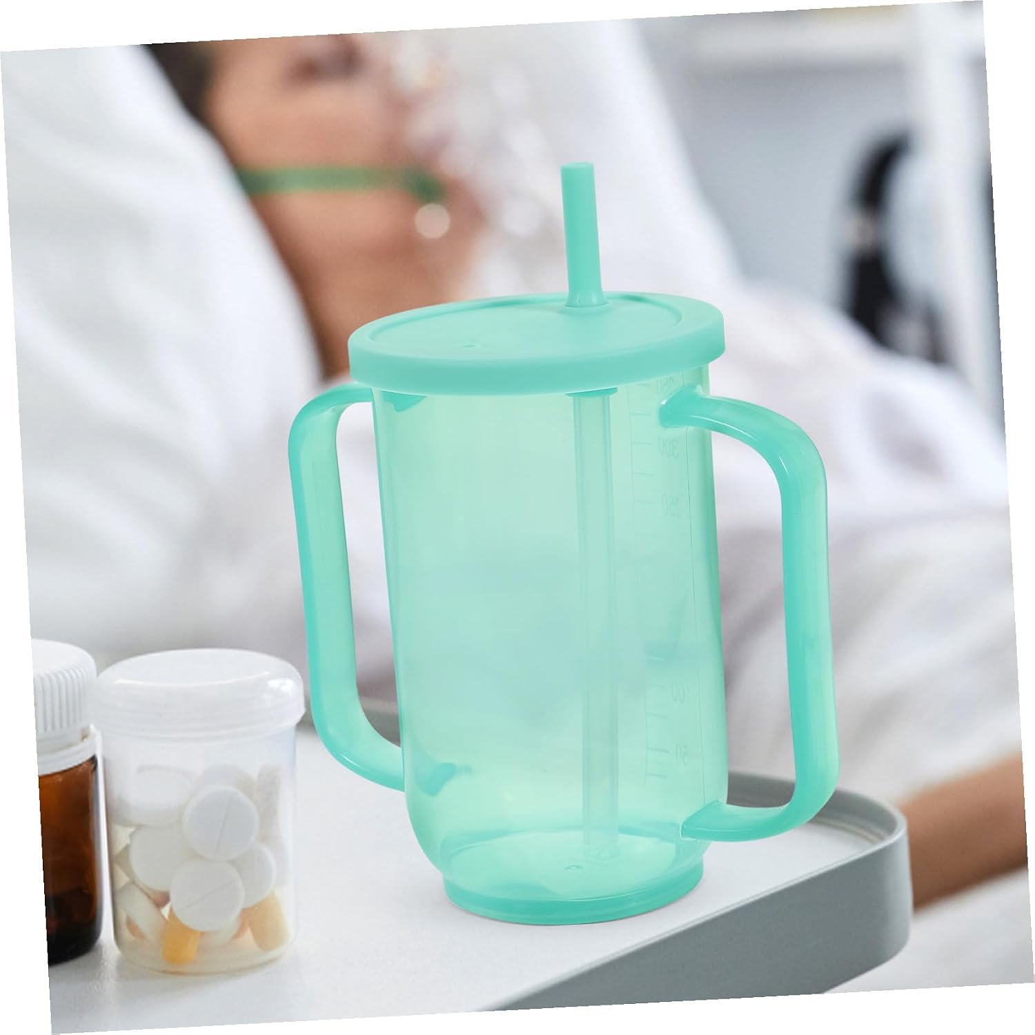 Ergonomic Elderly Water Cup with Spill Design for Disabled Adults and Maternity Unbreakable Nursing Drinking Cup with Inclined Mouth for Soup Porridge and Water Feeding