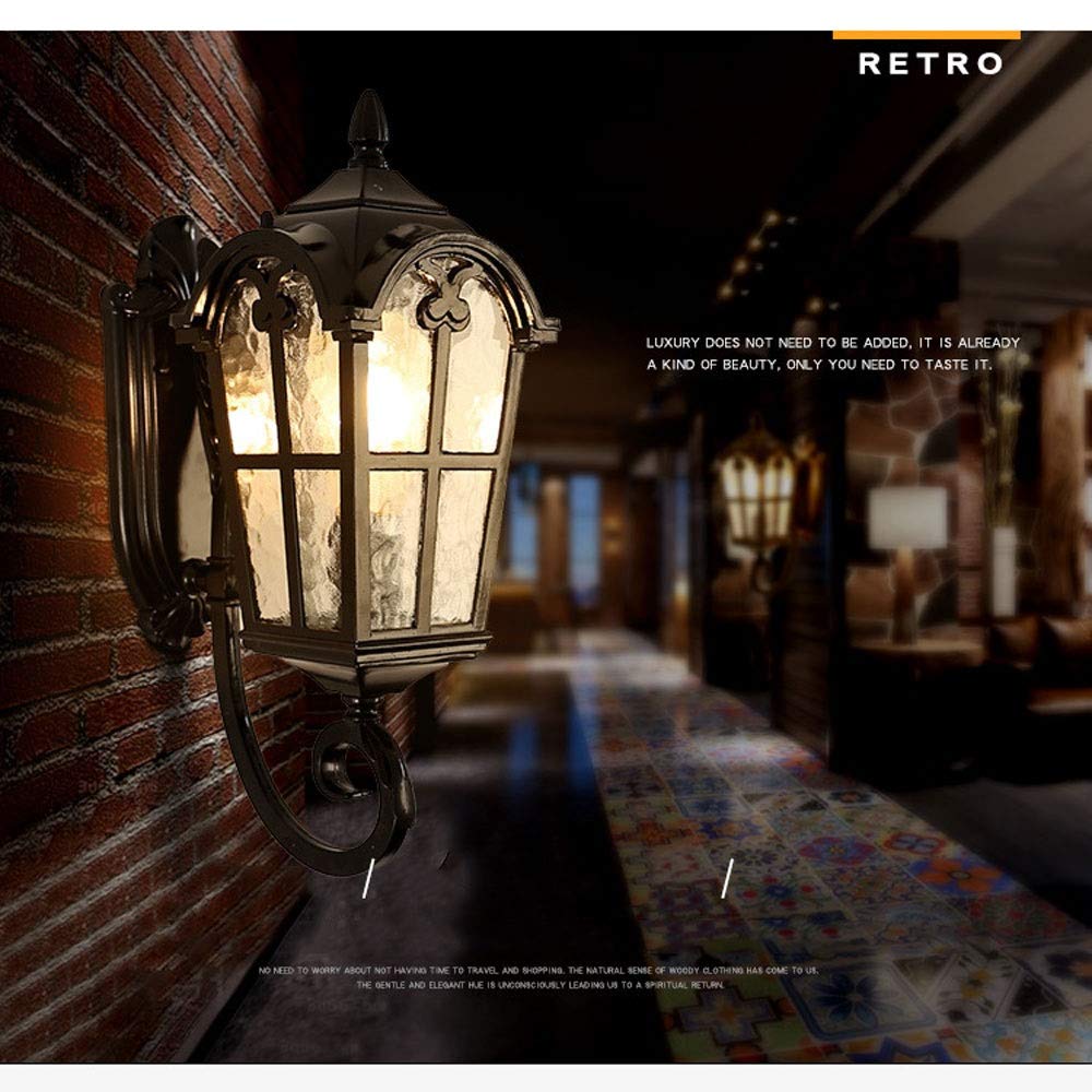 Retro europejski kinkiet zewnętrzny starożytny rzym retro kinkiet wodoodporne patio/willa lampa balkonowa korytarz ogród balkon szklany kinkiet ścienny E27 ciekawe Household faucets