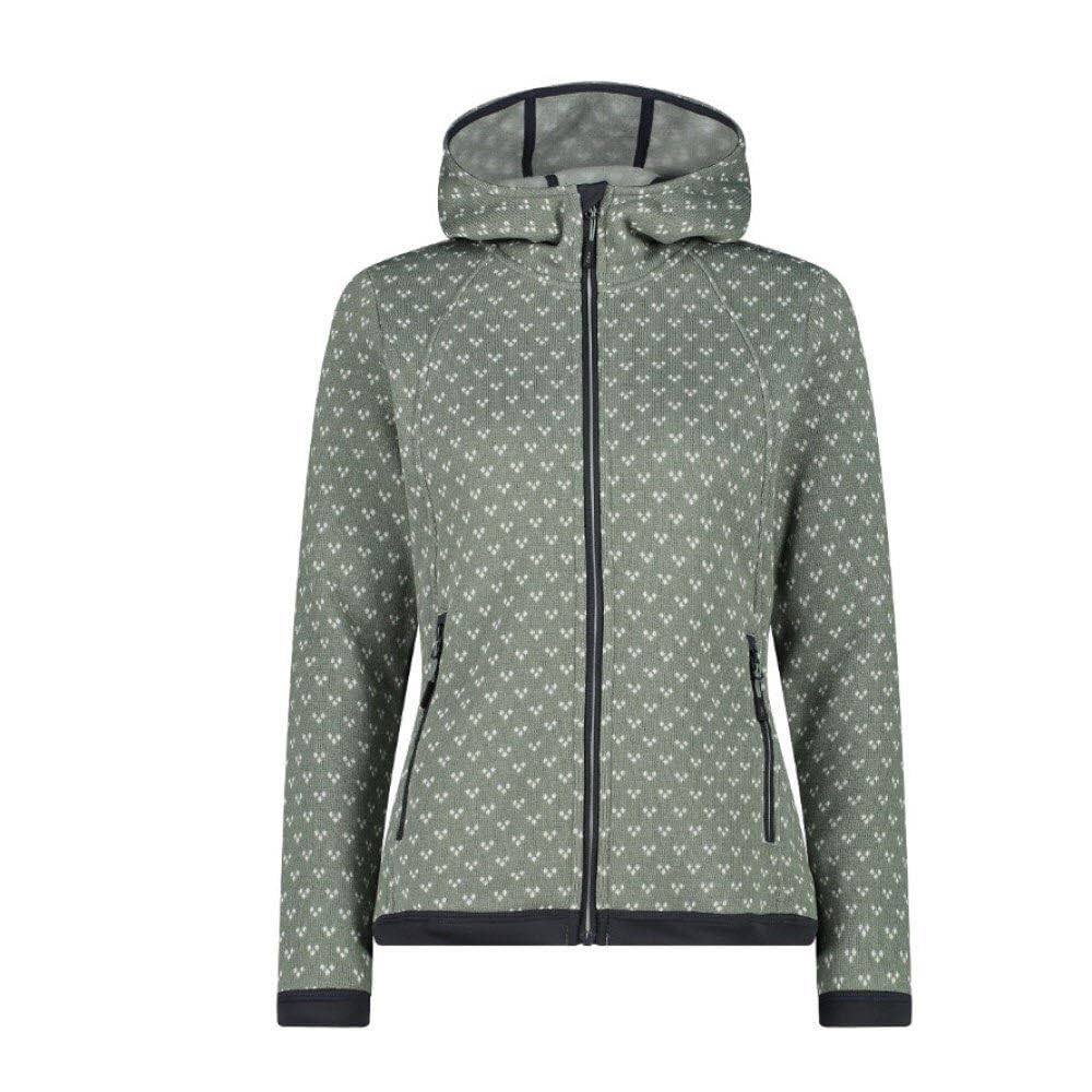 CMP Chaqueta de forro polar Knit Tech con capucha fija para mujer