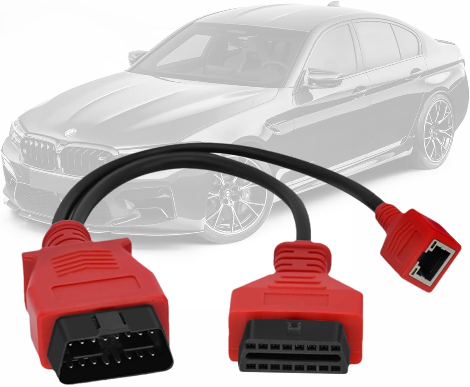 for BMW RJ45 F-Chassis Programming Gateway Adapter Connector Works with Maxisys MS906 MS908 PRO Obdii Code Reader RJ45 16pin obd2 Adapter Cable Ethernet Cable Scanner Diagnostic Tool