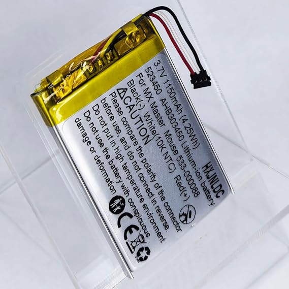 DC 3.7V 523450 1150mAh Lithium Polymer Rechargeable Battery for Logitech Wireless Mouse MX Master (AHB303450 533-000088)