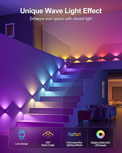 Miniatura 2 de Lumary RGBAICW - Apliques de pared inteligentes, luces de pared para interiores de 18.4 pies con 14 LED que cambian de color, lámpara de bricolaje
