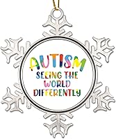 Vista 1 de Adornos para árbol de Navidad con autismo que ve el mundo diferente, rompecabezas para autismo, decoración de árbol de Navidad, recuerdo, conciencia