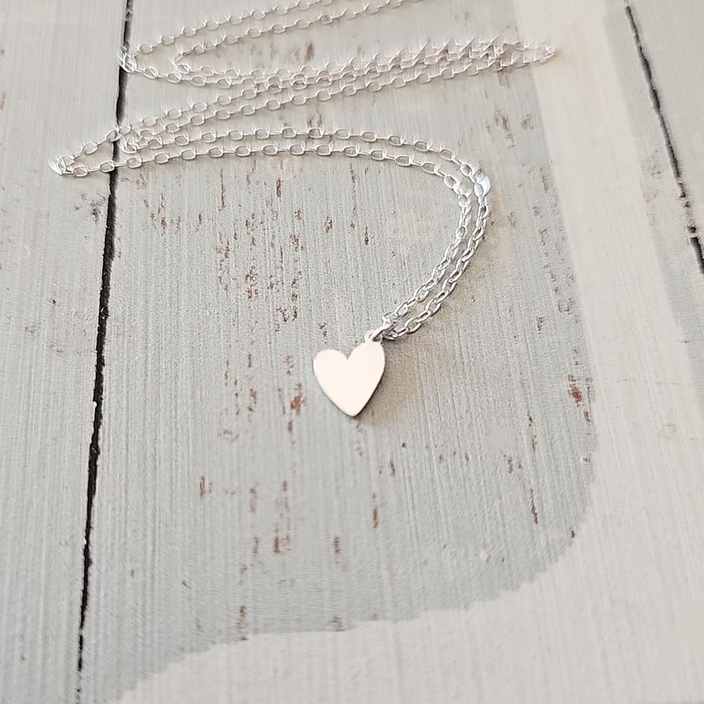 Sterling Silver Tiny Heart Charm Necklace 18" - Image 3